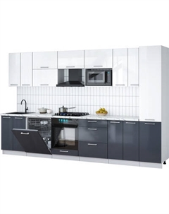 Кухонный гарнитур Интерлиния Мила Gloss 3.4-ПМ2
