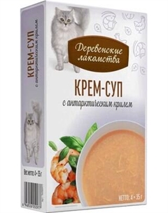 Влажный корм для кошек Деревенские лакомства Крем-суп с антарктическим крилем