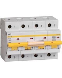 Выключатель автоматический IEK ВА47-100 4P D 25А 10кА / MVA40-4-025-D Iek