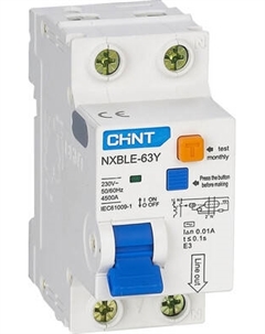 Дифференциальный автомат Chint NXBLE-63Y 1P+N 50А 30мА AС / 105547