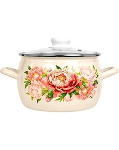 Кастрюля Лысьвенские эмали Букет пионов / С-4213 САП2/4Жм