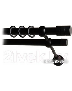 Карниз для штор Цилиндр 088 2р гладкий 25/19мм (черный матовый, 2м) Lm decor