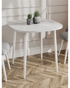 Стол раздвижной «УГО», d=800(1250)×800 мм, цвет белый мрамор/белый матовый Столбург