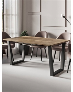 Стол раздвижной «НОРМАНД 09», d=1620(2220)×950 мм, цвет дуб галифакс табак/чёрный матовый Столбург