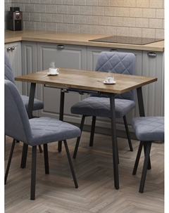 Стол раздвижной «ТИТО», d=960(1560)×600 мм, цвет дуб галифакс табак/чёрный матовый Столбург