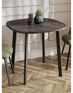 Стол раздвижной «УГО», d=800(1250)×800 мм, опора «титан», цвет камень черный/чёрный матовый Столбург