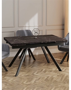 Стол раздвижной «РЕНДАЛ EGGER», d=1400(2060)×900 мм, цвет камень чёрный/чёрный матовый Столбург