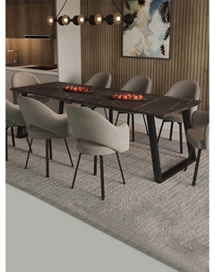 Стол раздвижной «ПЕРСЕЙ EGGER», d=1620(2620)×950 мм, цвет камень чёрный/чёрный матовый Столбург