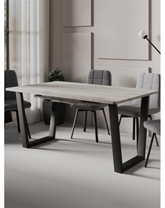 Стол раздвижной «НОРМАНД 09», d=1620(2220)×950 мм, цвет сосна касцина/чёрный матовый Столбург