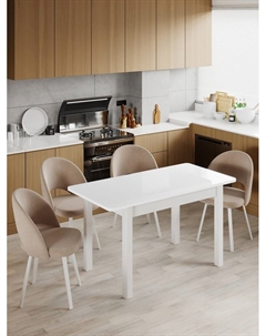 Стол раздвижной «АЙСБЕРГ 01 СТ», d=1100(1420)×700 мм, стекло экстра, деревянный комплект ножек, цвет белый Столбург