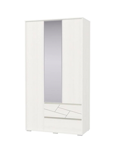 Шкаф 3-х дверный «Аделина» с двумя ящиками, 1200×555×2220 мм, цвет рамух белый Гранд кволити