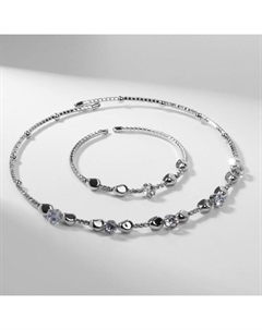 Набор 2 предмета: колье, браслет «Ноэль» фигуры, цвет белый в серебре Qf