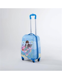 Чемодан малый 16", отдел на молнии, 4 колеса, цвет голубой Happyant