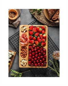 Менажница прямоугольная, 30×20×1.8 см, 6 секций, дерево берёза Доляна