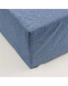 Простыня на резинке 1.5-спальная SL Home «Деним», 140×200+30 см, синяя, жатый хлопок Sima-land home