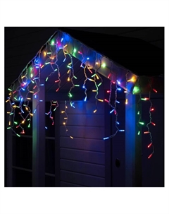 Гирлянда «Бахрома» 3×0.6 м, IP65, УМС, белая нить каучук, 108 LED, свечение мульти, 220 В Luazon lighting