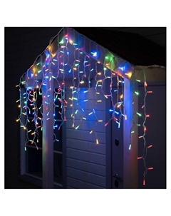 Гирлянда «Бахрома» 3×0.9 м, IP65, УМС, белая нить каучук, 144 LED, свечение мульти, 220 В Luazon lighting