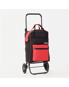 Сумка-тележка хозяйственная на молнии, 2 наружных кармана, цвет чёрный/красный Istok