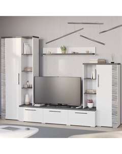 Стенка «Дублин», 2800×470×2000 мм, цвет белый / графит Гранд кволити