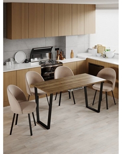 Стол раздвижной «АТЛАНТ 01 EGGER», d=1100(1500)×700 мм, цвет дуб галифакс табак/чёрный матовый Столбург