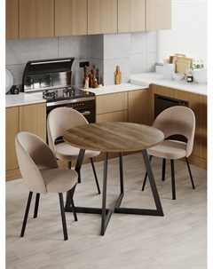 Стол раздвижной «РИМ EGGER, d=940(1390) мм, цвет дуб галифакс табак/чёрный матовый Столбург