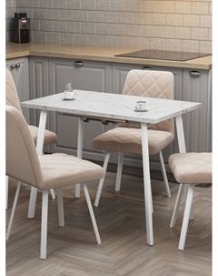 Стол раздвижной «ТИТО», d=960(1560)×600 мм, цвет белый мрамор/белый матовый Столбург