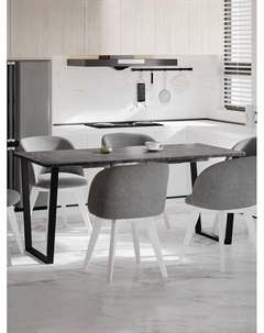 Стол раздвижной «НОРМАНД 02», d=1200(1700)×800 мм, цвет камень чёрный/чёрный матовый Столбург