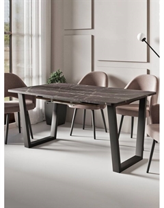 Стол раздвижной «НОРМАНД 09», d=1620(2220)×950 мм, цвет камень черный/чёрный матовый Столбург