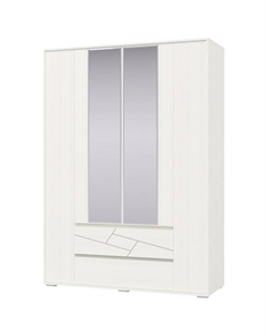 Шкаф 4-х дверный «Аделина» с двумя ящиками, 1600×555×2220 мм, цвет рамух белый Гранд кволити