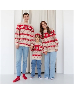 Свитер вязаный новогодний детский Scandinavia, размер 34 (122-128 см), красный Kaftan