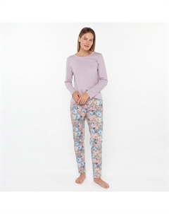 Комплект женский домашний (лонгслив/брюки), цвет розовый, размер 44 Дарья