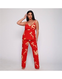 Комплект женский (топ/брюки), цвет красный, размер 50 Руся