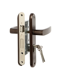 Замок врезной RD009, с ручкой, цвет коричневый Lockland