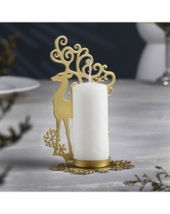 Металлический подсвечник на 1 свечу «Олень», 9.6×7×14.5 см, золотой Омский свечной завод