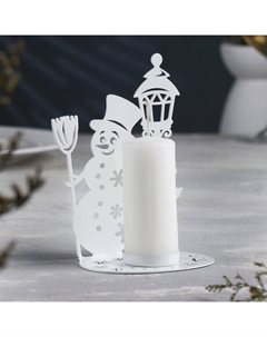 Металлический подсвечник на 1 свечу «Снеговик», 10.7×15 см, белый Омский свечной завод
