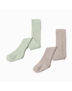 Набор колготок BASIC LINE, рост 74-80 см, бежевый / оливковый Крошка я