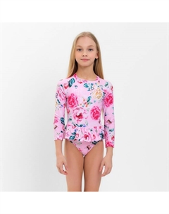 Купальник слитный детский с рукавами, рост 140-146 см Minaku