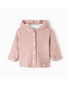 Джемпер вязаный с капюшоном, рост 92-98 см, розовый Крошка я