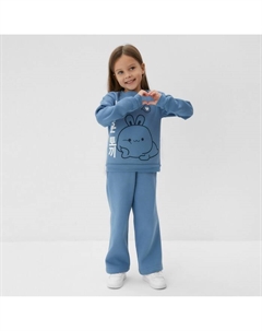 Костюм детский с начёсом (свитшот, брюки) Кролик, размер 32 (110-116 см), голубой Kaftan