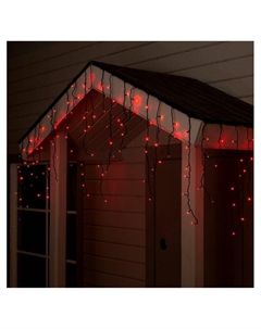 Гирлянда «Бахрома» 4×0.6 м, IP44, тёмная нить, 180 LED, свечение красное, 8 режимов, 220 В Luazon lighting