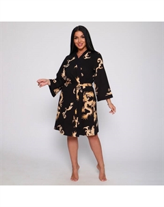 Комплект женский (халат/сорочка), цвет чёрный, размер 44 Руся