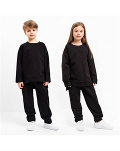 Костюм детский (свитшот, брюки) цвет чёрный, рост 128 см Minaku