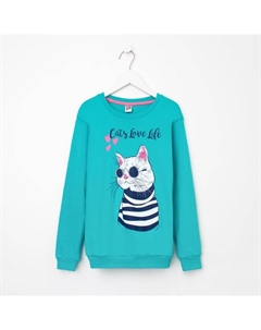 Свитшот для девочки, цвет бирюзовый, рост 134 см Baby style