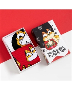 Набор мужских новогодних носков «Кот» размер 41-44 (27-29 см), 2 пары Kaftan