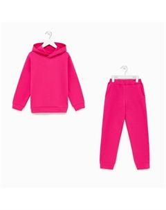 Костюм для девочки (толстовка, брюки) с НАЧЁСОМ, цвет фуксия, рост 92 см Юниор текстиль
