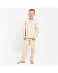 Пижама для мальчика (лонгслив, брюки), бежевая, рост 152 см Minaku