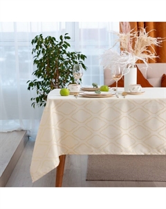 Скатерть «. Ажур», бежевая, 142×220 ±3 см, 115±10 г,100% Этель
