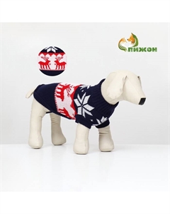 Свитер «Бегущие олени», XL (ДС 40, ОШ 33, ОГ 50 см), синий Пижон