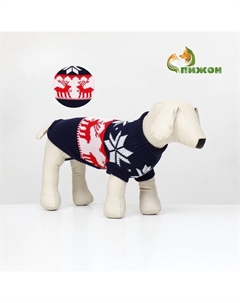 Свитер «Бегущие олени», M (ДС 30, ОШ 27, ОГ 40 см), синий Пижон