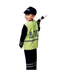 Карнавальный костюм «Полицейский ДПС», р. 30–32, рост 116–122 см: куртка, брюки, кепка, жезл Карнавалофф